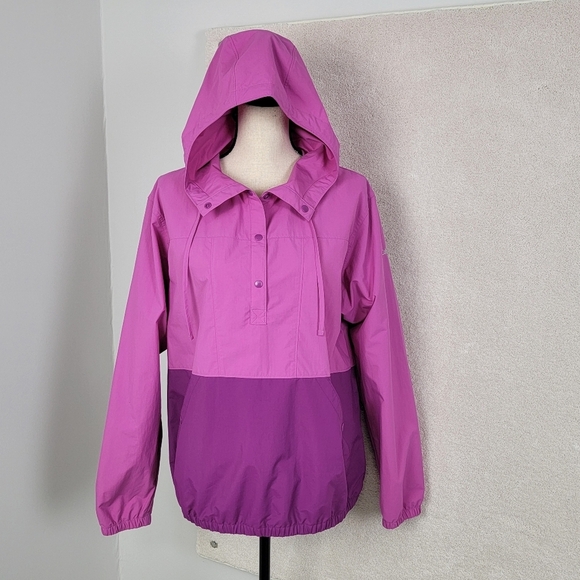 Columbia Pink Amberley Stream Pullover Windbreaker/Rain Jacket With Hood Sz L - Picture 3 of 16